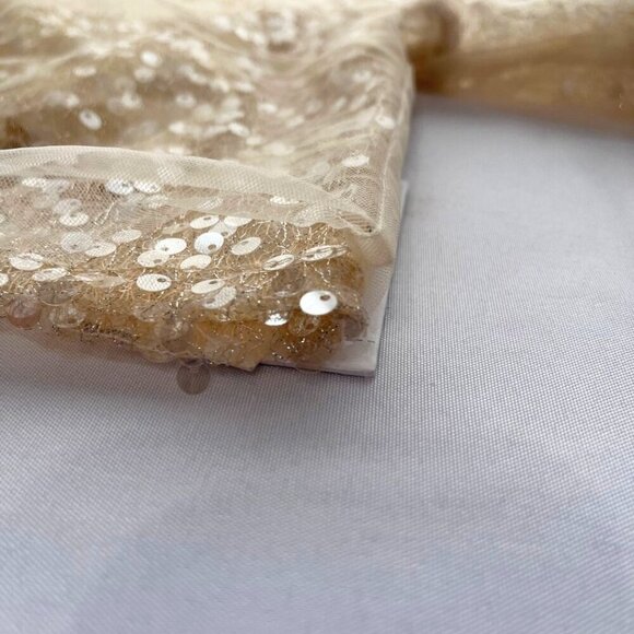 NWT JASON WU CHAMPAGNE SEQUIN ORGANZA LAYERED LONG SLEEVE CROP TOP - M - Picture 10 of 12